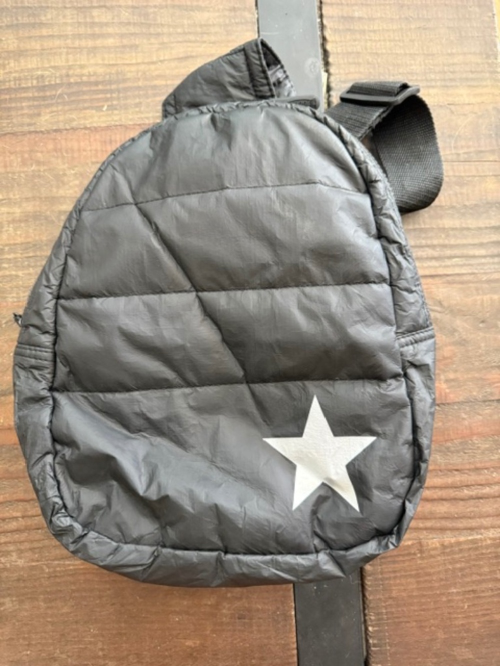 Hi, Love Travel Puffer Crossbody Backpack